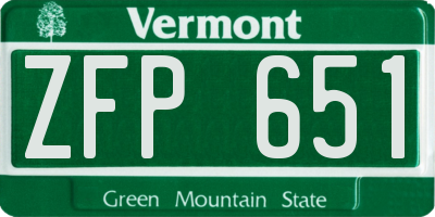 VT license plate ZFP651