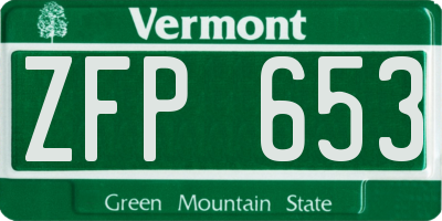 VT license plate ZFP653