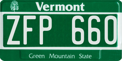 VT license plate ZFP660