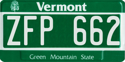 VT license plate ZFP662