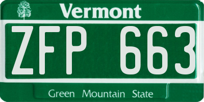 VT license plate ZFP663