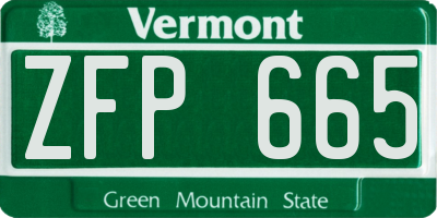 VT license plate ZFP665