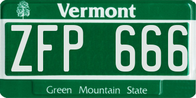 VT license plate ZFP666