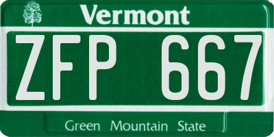 VT license plate ZFP667