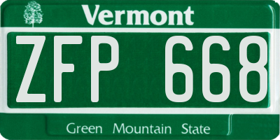 VT license plate ZFP668