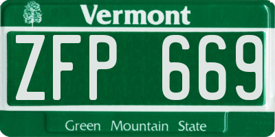 VT license plate ZFP669