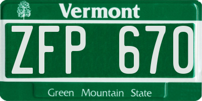 VT license plate ZFP670