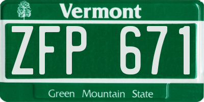 VT license plate ZFP671