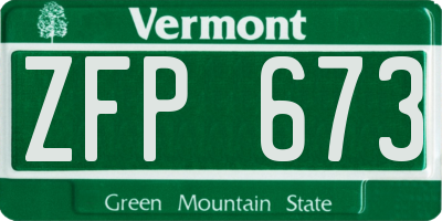 VT license plate ZFP673