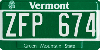 VT license plate ZFP674
