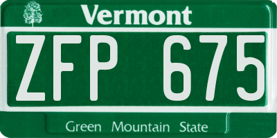 VT license plate ZFP675