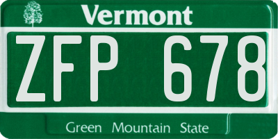 VT license plate ZFP678