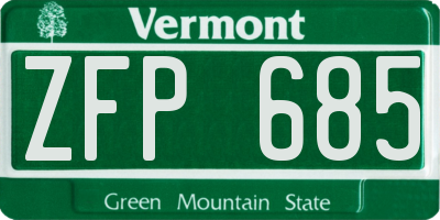 VT license plate ZFP685