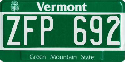 VT license plate ZFP692