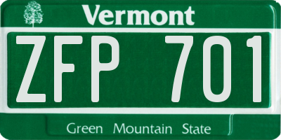 VT license plate ZFP701