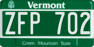 VT license plate ZFP702