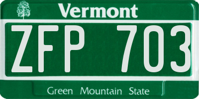 VT license plate ZFP703
