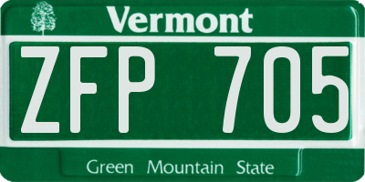 VT license plate ZFP705