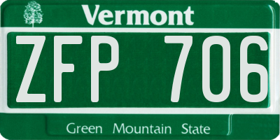 VT license plate ZFP706