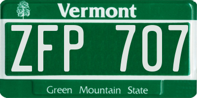 VT license plate ZFP707
