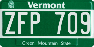 VT license plate ZFP709