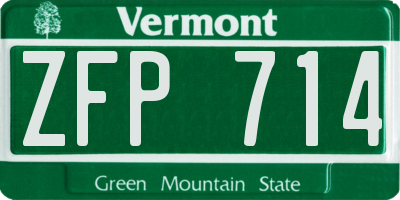 VT license plate ZFP714