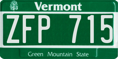 VT license plate ZFP715