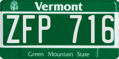 VT license plate ZFP716