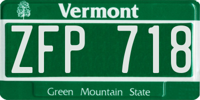 VT license plate ZFP718