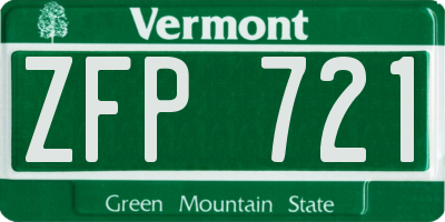 VT license plate ZFP721