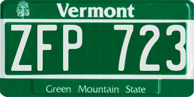 VT license plate ZFP723