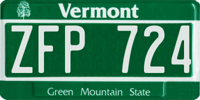 VT license plate ZFP724