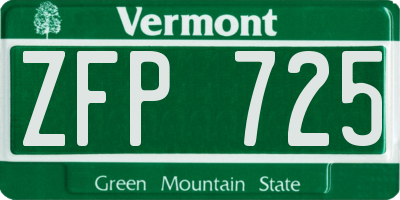 VT license plate ZFP725