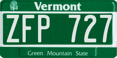 VT license plate ZFP727