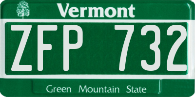 VT license plate ZFP732