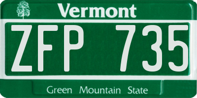 VT license plate ZFP735