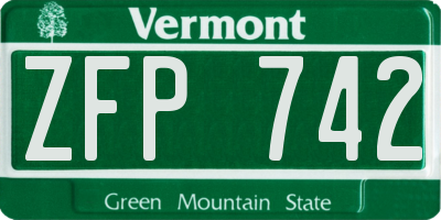VT license plate ZFP742