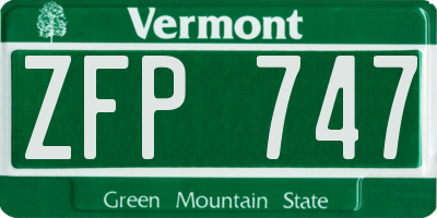 VT license plate ZFP747