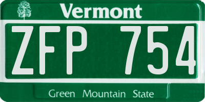 VT license plate ZFP754