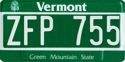 VT license plate ZFP755