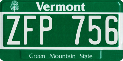 VT license plate ZFP756