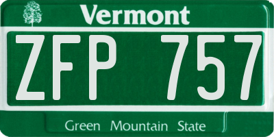 VT license plate ZFP757