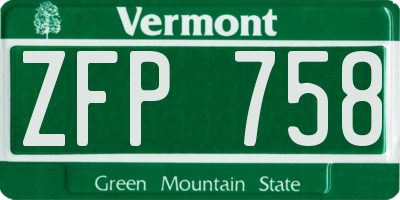 VT license plate ZFP758
