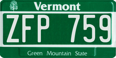 VT license plate ZFP759