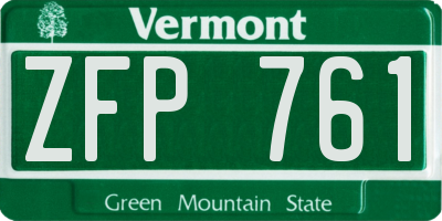 VT license plate ZFP761