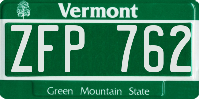 VT license plate ZFP762