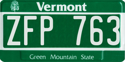 VT license plate ZFP763