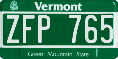 VT license plate ZFP765