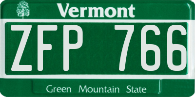 VT license plate ZFP766