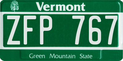 VT license plate ZFP767
